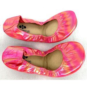 The Storehouse Flats Iridescent Pink Leather Foldable Shoes Sz 8 Packable Travel